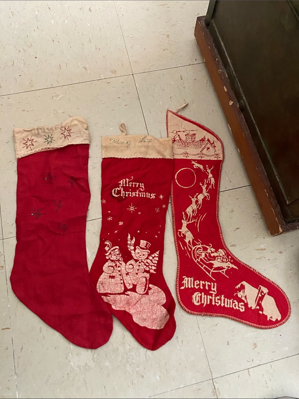 Three vintage felt Christmas stocking Stockings